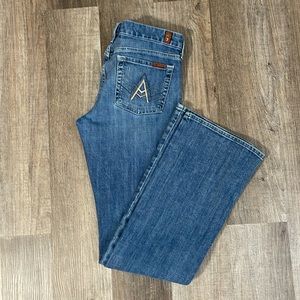 7 for all Man Kind A Pocket Women’s Jeans Wide Leg Denim Designer Boot Cut blue